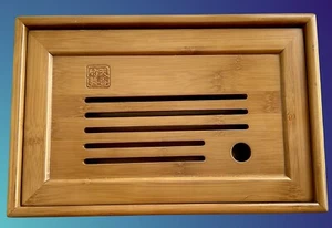 Authentic Japanese Wood Tea Service Tray Impressed Logo Footed New no Tags - Picture 1 of 4
