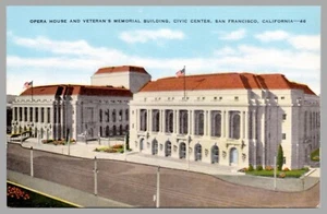 Opera House Veteran's Memorial Bldg Civic Center San Francisco CA Linen Postcard - Picture 1 of 2