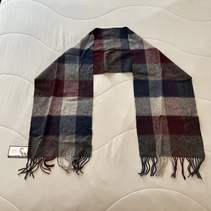 "Bufanda de lana suave cálida a rayas gruesas 100 % cachemira para hombre gris azul marino 65,5 X 12,5""" - Imagen 1 de 6