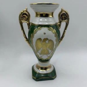 Jarrón balaustre napoleónico dorado esmaltado oro verde abejas águila francés antiguo - Imagen 1 de 12