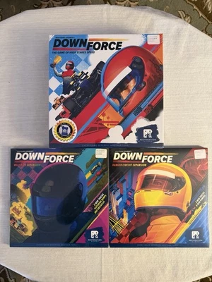 Juego de mesa Downforce Racing con circuito de peligro y expansiones Wild Ride - Nuevo Foto 1 de 2