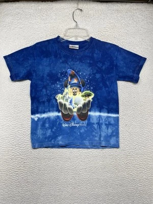 Camisa Walt Disney World Juvenil Mediana Azul Tie Dye Mickey Wizard Manga Corta Foto 1 de 4