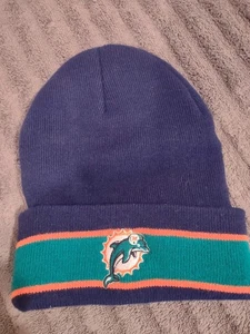 Miami Dolphins Aqua/Navy/Orange Knit Toboggan NFL Beanie Cap Cool Old Logo ๐๐ - Picture 1 of 7