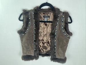 Y2K Arden B braune Echtleder Wildleder Jacke mit Echtfell Weste Größe S - Bild 1 von 10