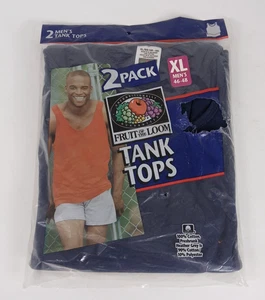 Vintage 1999 Fruit of the Loom Tank Top 2-Pack Size XL 46-49 Navy Blue NOS Sealed - Bild 1 von 4