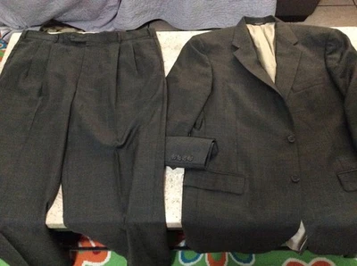 HOMBRE TALLA 46 L 40 Bill Blass Parisino 2 piezas. juego traje CHOC. Tejido a cuadros MARRÓN Foto 1 de 4