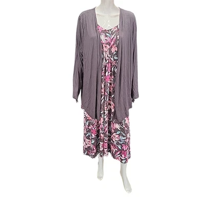 Carole Hochman Womens Dress with Cardigan Set Petite 3X Plus Size Floral Printed - Image 1 of 4