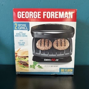 George Foreman 2 Porzioni Griglia Antiaderente Piatto Classico GR10B Nuovo - Foto 1 di 6