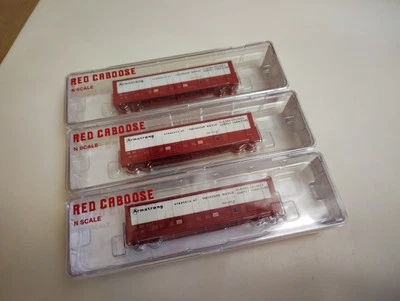 N Scale Train Lot Of 3 Red Caboose TCAX Armstrong Thrall 54' Boxcars 💫T1-4,5,6 - Image 1 of 4