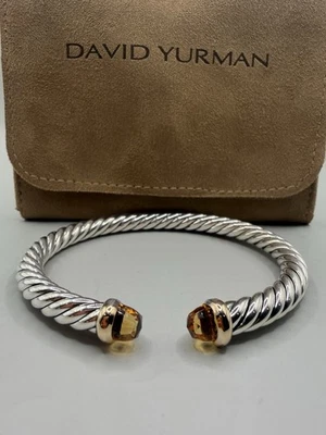 Brazalete David Yurman Plata de Ley y Oro 14k Cable Flex 6MM Con Citrino M Foto 1 de 4