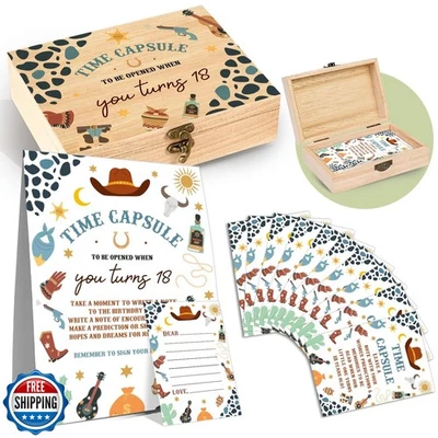 牛仔记忆时间胶囊套装,婴儿 1 岁生日记忆时间胶囊盒,1  — 第 1/4 张图片