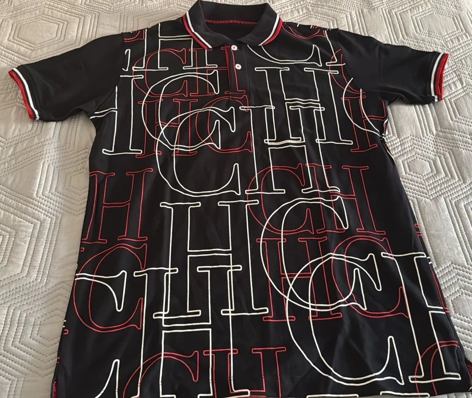 NEW CAROLINA HERRERA short sleeve polo T-shirt sizes S M L Black - Image 1 of 1