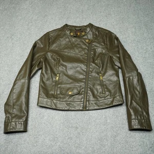 Dollhouse Women's Olive Faux Leather Motorcycle Jacket M Quilted - Picture 1 of 14
