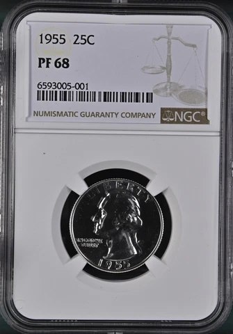 1955 Silver Proof Washington Quarter NGC PF68 Cover