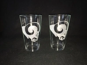 L.A. Rams Hand Etched (with a Dremel) Pint Glasses! - Picture 1 of 3
