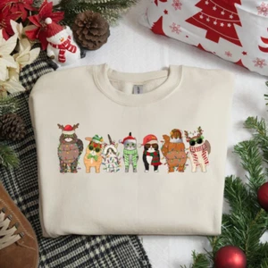 Katzen Weihnachten Sweatshirt, Meowy Weihnachtshemd, Katzenliebhaber Weihnachtspullover - Bild 1 von 5