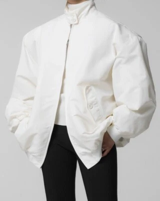 White bomber. White relaxed jacket. Women oversized bomber. Relaxed bomber. - Image 1 of 4
