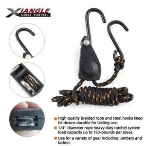 1/4 Inch Adjustable Rope Tie Down Ratchet Strap - Picture 1 of 4