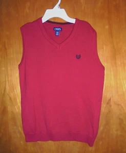 Boys Sweater Vest Chaps Holiday Knit Red Pullover V-Neck Sleeveless-size 14/16 - Picture 1 of 8