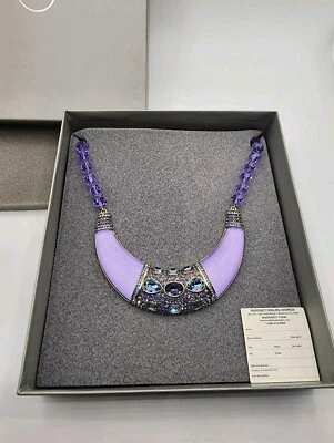 Heidi Daus Say It 带风格串珠围兜吊坠紫色项链珠宝声明  — 第 1/4 张图片
