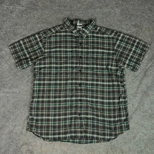 Columbia Mens Shirt Extra Large Green Plaid Button Short Sleeve Outdoor Gorp Top - Picture 1 of 9
