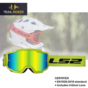 LS2 Cargador Moto Gafas Enduro Quad MX Iridio Visera Lente HiViz Amarillo - Imagen 1 de 7