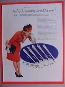 1941 HOLMES & EDWARDS STERLING INLAID SILVER PLATE Lady Likes! art print ad - Picture 1 of 1