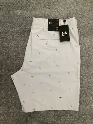 Шорты мужские Under Armour с принтом для гольфа талия 40 внутренний шов 10 дюймов светло-серые - НОВЫЕ - Изображение 1 из 4