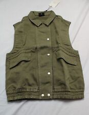 Miou Muse Women's Washed Utility Jacket Vest DD7 Olive Small/Medium NWT