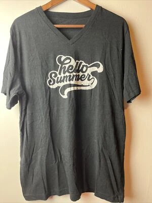 Anvil ,graphic, t shirts, unisex, V-neck, Hello Summer, Black, XL - Image 1 of 2