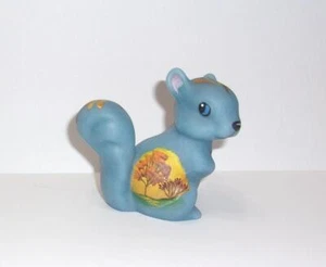 Fenton Glass Blue Autumn Scene Fall Trees Squirrel Figurine FAGCA Ltd Ed of 50 - Picture 1 of 7