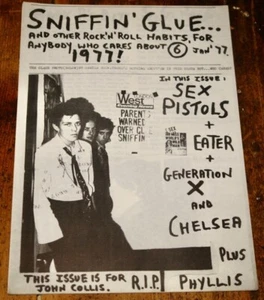 SNIFFIN' GLUE NO. 6 JAN 1977 ORIGINAL DIY PUNK FANZINE ZINE MAGAZINE JOHN PEEL 2 - Picture 1 of 16
