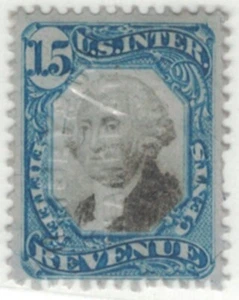 Sc# R110 Fifteen Ct Blue Black Rev. Stamp - Picture 1 of 2