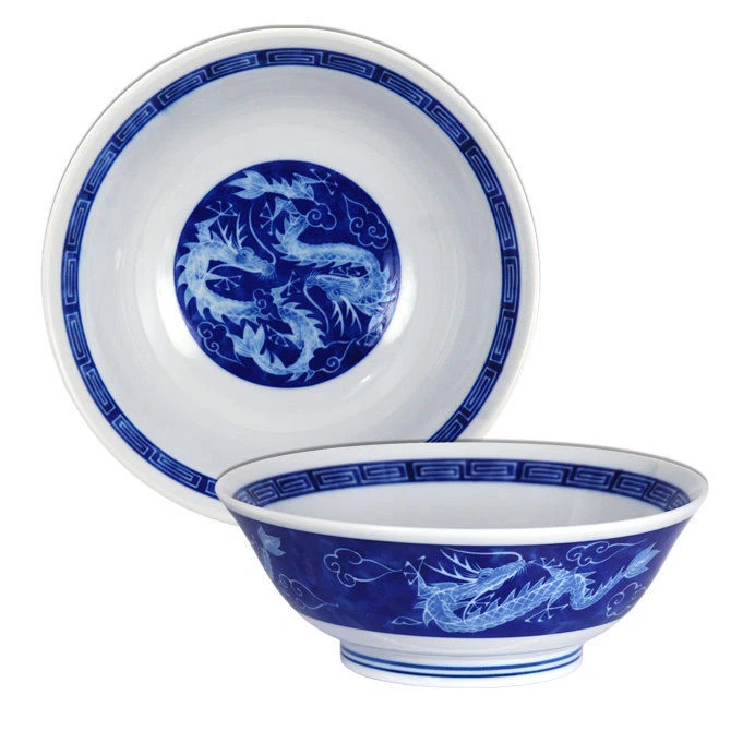 CONJUNTO de 2 Tazones de Arroz de Fideos Ramen Japoneses 8.25"D Porcelana Dragón Hecho en Japón Foto 1 de 1