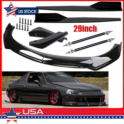For Honda Civic Del Sol Front Bumper Lip Splitter Spoiler Body Kit Side Skirt - Imagem 1 de 4