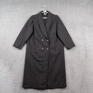 Vintage Jofeld Trench Coat Womens XL Charcoal Wool Duster Double Breasted 80s - Picture 1 of 19