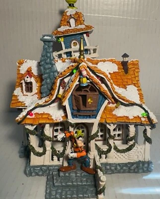 Vintage Disney Toontown Goofy Bounce House Christmas Village Illuminated WORKS! - Image 1 of 4