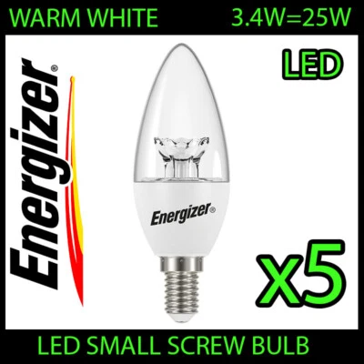 5X ENERGIZER LED CANDLE BULBS E14 (250LM) (3.4W=25W) (2,700K WARM WHITE) S8847 - Image 1 of 3