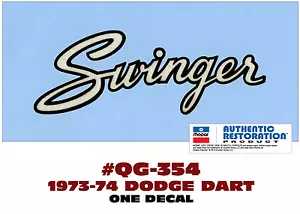 QG-354 1973-1974 DODGE DART SWINGER - CALCOMANÍA PEGATINA GUARDABARROS/TAPA DEL MALETERO - UNA CALCOMANÍA - Imagen 1 de 1