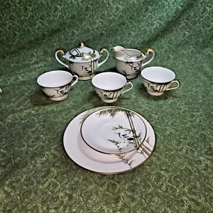 Japanese Kutani Tea Set Gold Trim - 6 SM Plates - 6 LG Plates - 6 Cups - - Picture 1 of 9