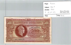 Banknote France - 500 Francs - 1945 - Fayette VF 11 (2) - N° 493131 - Picture 1 of 2