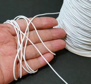1mm wide (Near 1.2mm) - 5y- 50y Raw White / Semi White Round Elastic Cord ET3 - Picture 1 of 10