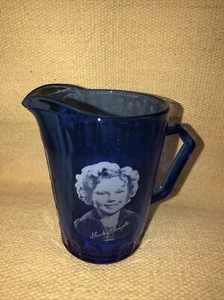 Vintage Cobalt Blue Glass Shirley Temple Creamer Pitcher - Picture 1 of 8