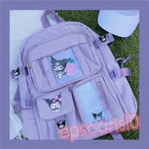 Anime Kuromi Cos Student Nylon Backpack Bag Itabag School Bag Travel Rucksack - Picture 1 of 14
