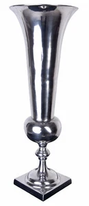 XL Silber Pokal Vase Dekopokal Bodenvase Metallvase Blumenvase 62cm Tischdeko - Bild 1 von 7