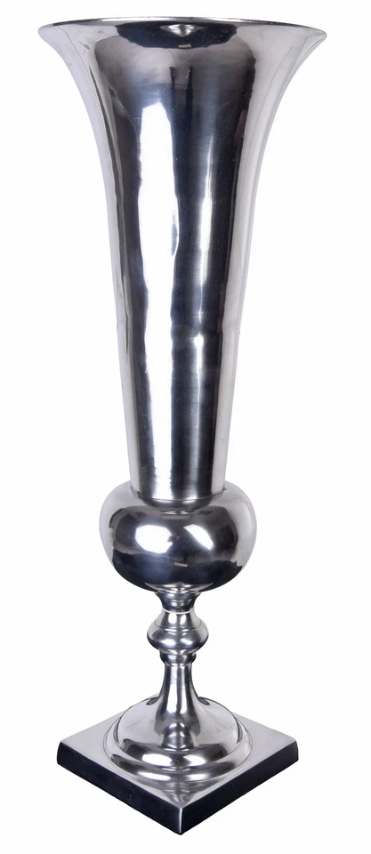 XL Silber Pokal Vase Dekopokal Bodenvase Metallvase Blumenvase 62cm Tischdeko - Bild 1 von 4