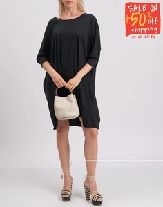 RRP €215 ROBERTO COLLINA T-Shirt Dress Size S Black 3/4 Sleeve Made in Italy - Picture 1 of 6