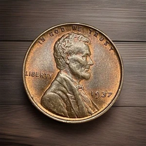 1937 1C RB Lincoln Cent Wheat Penny UNC - Picture 1 of 4