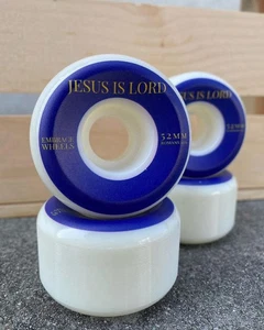 Embrace Skateboard Wheels Jesus Is Lord 52mm Record Logo 🛹 Blue/white - Picture 1 of 4