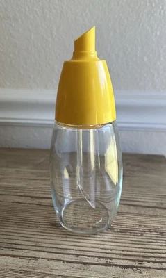 Tarro de vidrio dispensador de aceite de azúcar vintage tapa color amarillo 6,5" MCM Foto 1 de 4